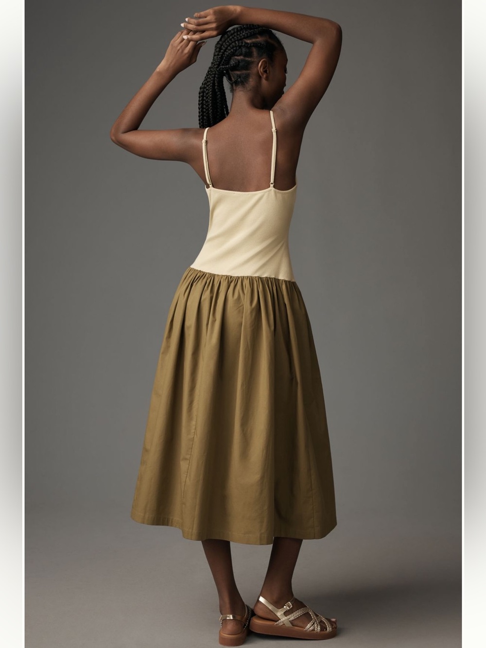 Anthropologie Maeve sleeveless ribbed poplin twofer midi dress size xs - Picture 2 of 5
